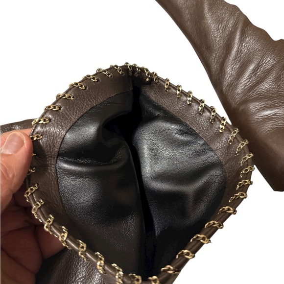 SCHUTZ Women's Valy Pull-On High Heel Over-the-Knee with a fine chain design. - Picture 13 of 16